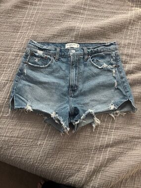 Abercrombie & Fitch Distressed Denim Cutoff Shorts - Light Blue